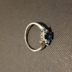 Sterling silver ring with blue stones